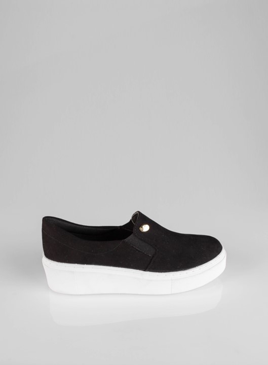 Tênis Slip On Suede Preto Ayons