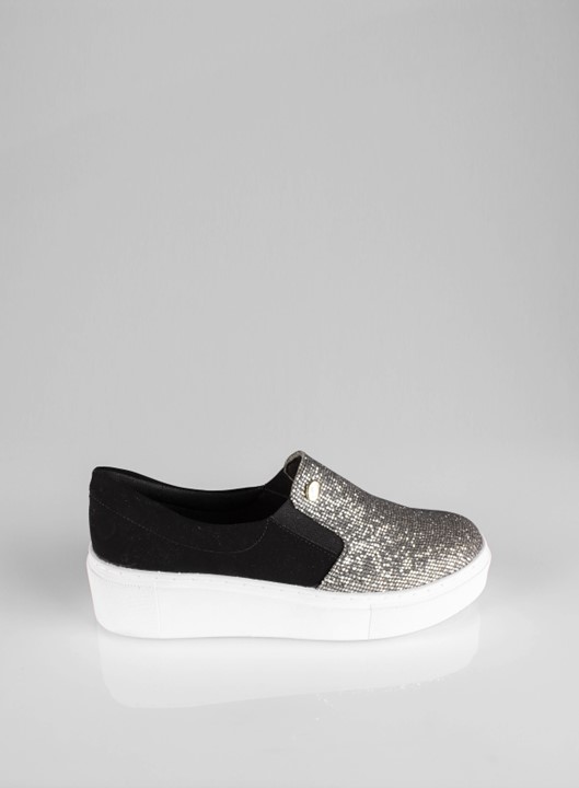 Tênis Slip On Relux Prata com Preto Ayons