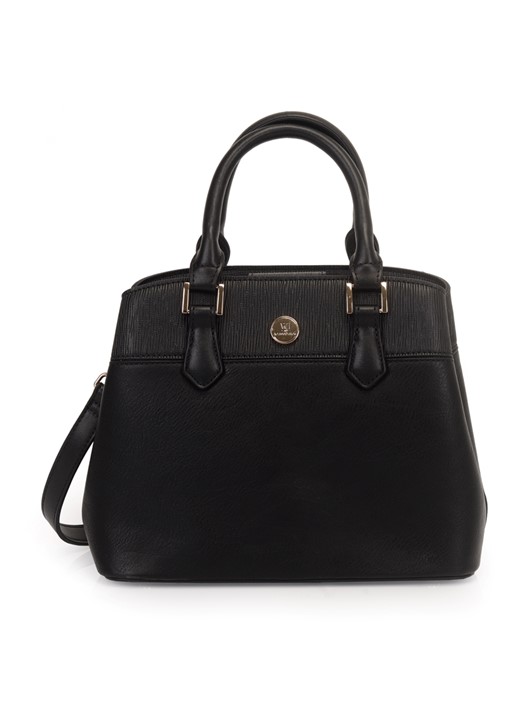 Bolsa Satchel Meida com Detalhe em Lezard Preto