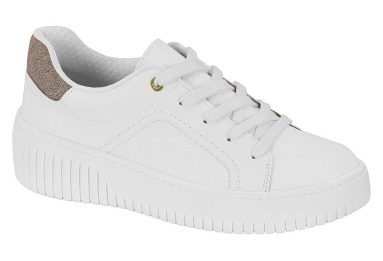 Tênis Beira Rio Confort Casual Branco com Dourado