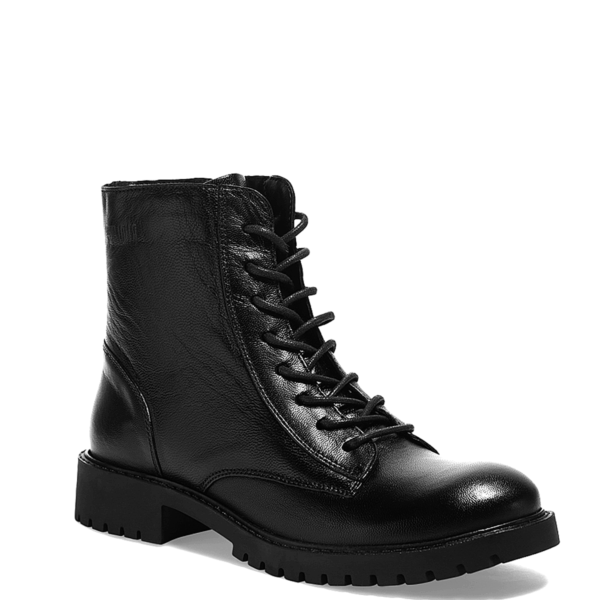 Bota Santa Lolla Coturno Couro Preto Tratorada Cadarço - Image 2