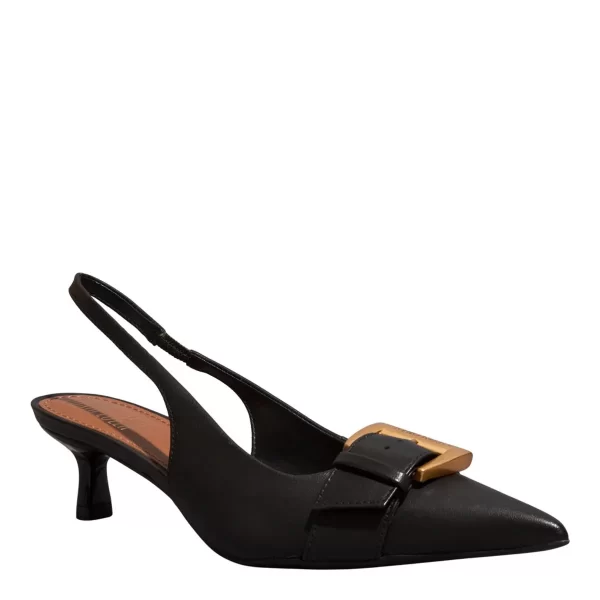 Scarpin Slingback Couro Pelica Preto Salto Baixo - Image 2