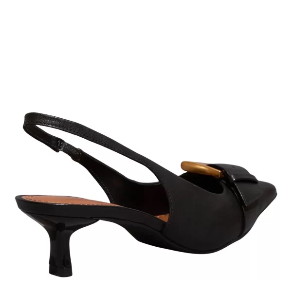 Scarpin Slingback Couro Pelica Preto Salto Baixo - Image 4